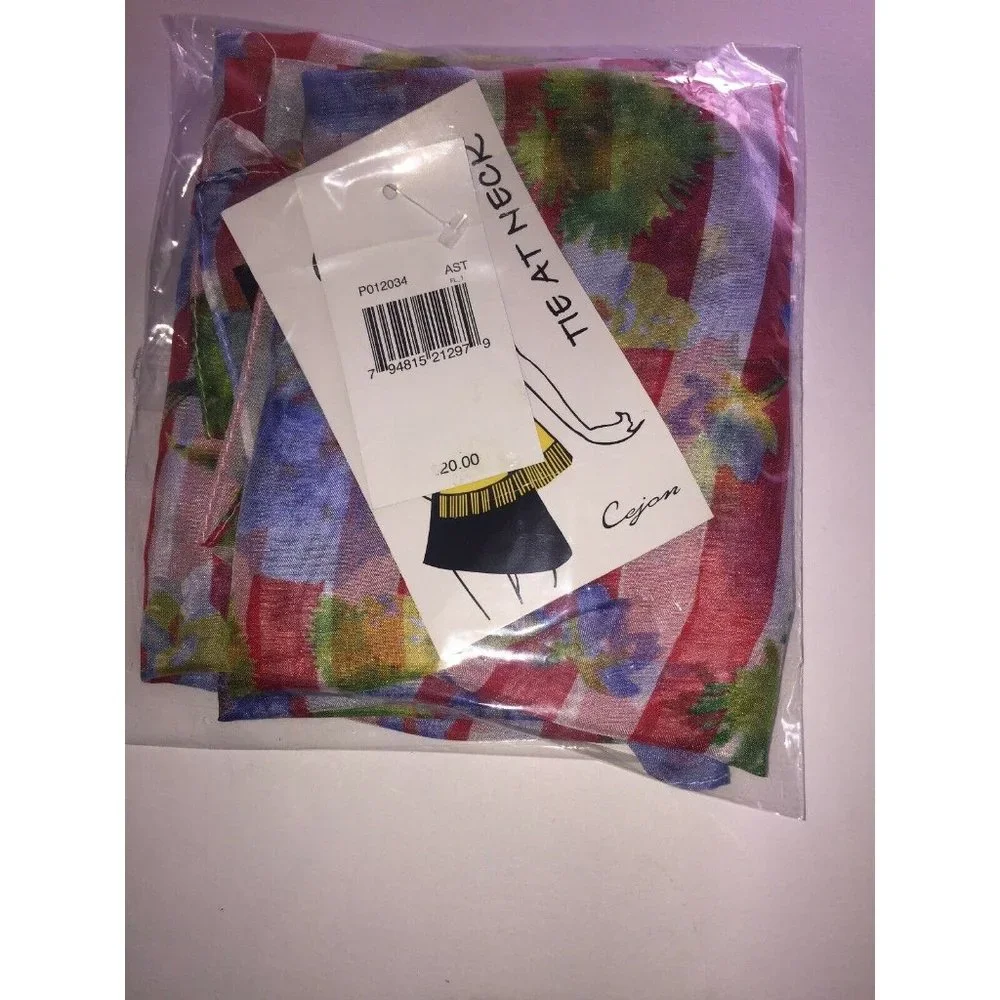 Cejon Striped Floral Scarf Retail $20.00